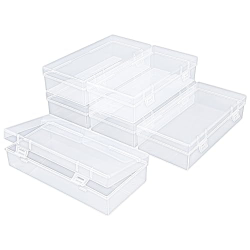 6 Pack Rectangular Clear Plastic Storage Containers - size: 7.28 x 3.54 x 1.77 inch