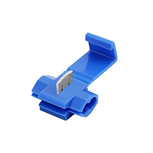 100pcs Solderless Quick Splice Snap Wire Connectors, 18-14 AWG Splice Connector (Cable Joiner), Blue Cold Pressed Insulated Electric Wire Crimp Connectors - color: Blue-100pcs