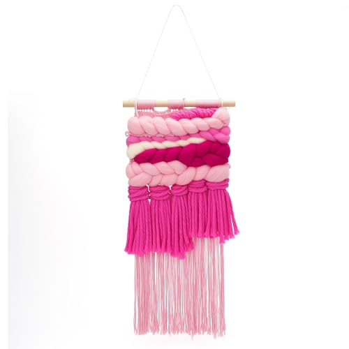 Weaving Loom for Beginners and 1 Set of Weaving Works Complete Yarn Kit with Detailed Friendly Instructions, Parents and Children in The Holiday Experience Weaving Brings Fun Pink - size: A7FT