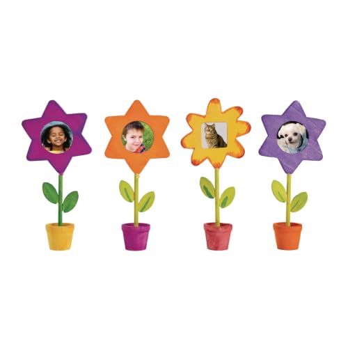 Colorations Wooden Flower Pot Picture Frames, Set of 12, Ages 4+, PreK+ - style: Flowerpot Frames