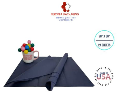 Navy Blue Tissue Paper Squares, Bulk 24 Sheets, Premium Gift Wrap and Art Supplies for Birthdays, Holidays, or Presents by Feronia packaging, Large 20 Inch x 30 Inch - color: NavyBlue