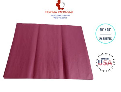 Cranberry Tissue Paper Squares, Bulk 24 Sheets, Premium Gift Wrap and Art Supplies for Birthdays, Holidays, or Presents by Feronia packaging, Large 20 Inch x 30 Inch - color: Cranberry