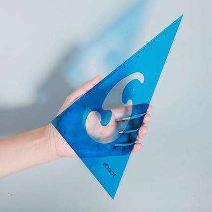 EBOOT 2 Pcs Large Transparent Triangle Ruler 30/60 and 45/90 Degrees, Blue - color: Blue