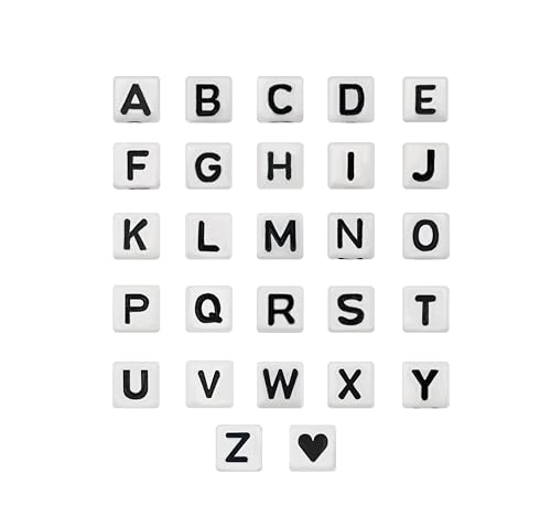 YMSDZHL Alphabet Beads A-Z 1200+Pcs Letter Beads, Acrylic 4x7mm Round Letter Bead Kits,Black Digit and Colorful Smile Bead for Bracelets Necklaces DIY Jewelry Making (Square White,1200+PCS) - color: Square White