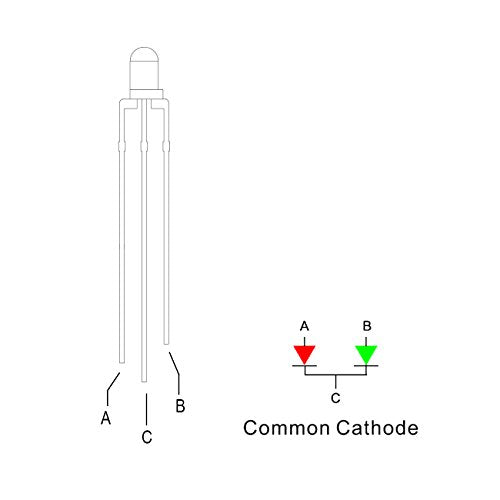 100pcs 3mm Red & Green Lights Bi-Color LED Diodes Common Cathode Clear Round Lens +200pcs Resistors (for DC 6-12V) Included, Bright Bulb Lamps Light Emitting Diode - color: [14] Red&green (Common Cathode) / 100pcs, style: [A] 3mm Constant Light