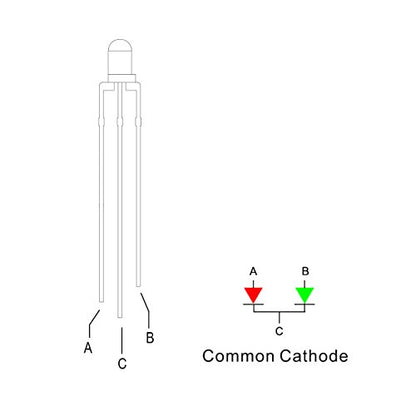 100pcs 3mm Red & Green Lights Bi-Color LED Diodes Common Cathode Clear Round Lens +200pcs Resistors (for DC 6-12V) Included, Bright Bulb Lamps Light Emitting Diode - color: [14] Red&green (Common Cathode) / 100pcs, style: [A] 3mm Constant Light