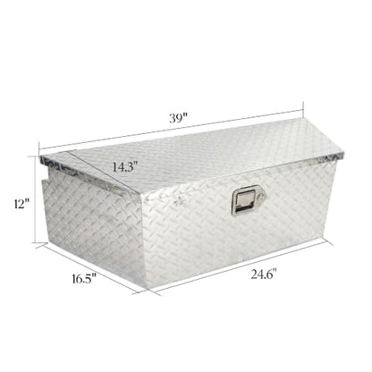 BLACKHORSE-RACING 39" Aluminum Diamond Plate Trailer Tongue Box, Silver - color: Silver, size: 39"(L) x 16.5"(W) x 12"(H)-Diamond Plate