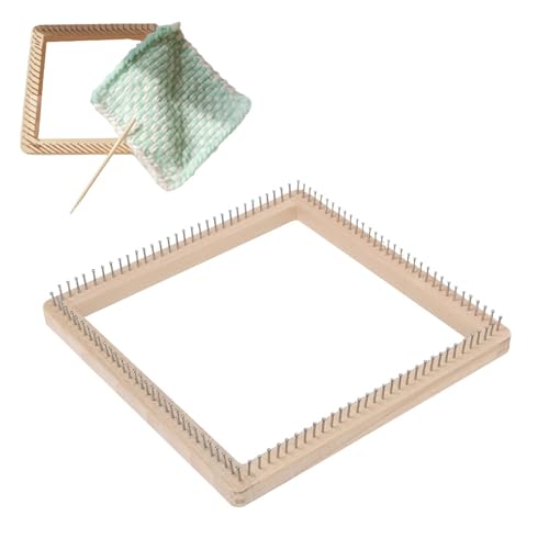 HERCHR Wooden Knitting Loom, Square Pin Loom Wooden Weaving Blanket Maker Wooden Loom Frame Weaving Loom for DIY Weaving Chunky Blanket Beginner Children Adults, 30 * 30cm - color: 30*30cm