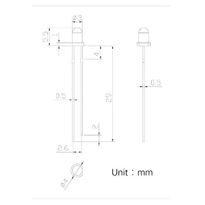 100pcs 3mm Red Lights LED Diodes Clear Round Lens 29mm Long Lead (DC 2V) +100pcs Resistors (for DC 6-12V) Included, Bright Bulb Lamps Light Emitting Diode - color: [05] Red / 100pcs, style: [A] 3mm Constant Light