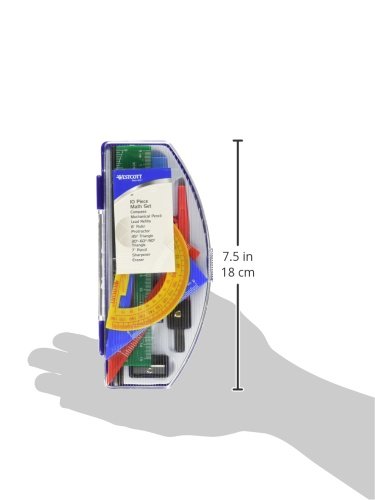 Westcott Ten Piece Math Tool Kit, Assorted Colors