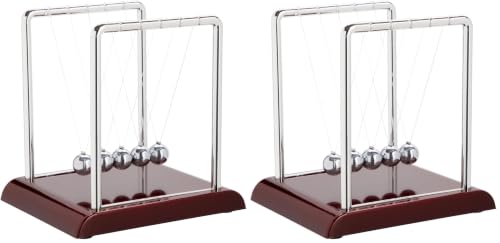 Juvale Newtons Cradle Pendulum - 7 x 6 x 7 in, Silver Stainless Steel - Desk Decor & Office Decor for Men - Stress Relief Desk Toy - Science Teacher Gift & Physics Toy (Pack of 2) - size: 7 x 7.1 x 5.9 inch (Pack of 2)