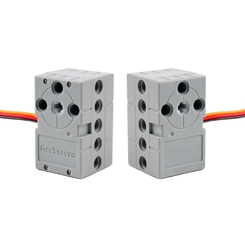2PCS Geekservo Programmable Building Block Servo Motor, 360 Degree Rotation, 2P/3P Wire, Compatible with Microbit Raspberry Pi (2KG Slow Speed Servo) - style: 2KG Slow Speed Servo