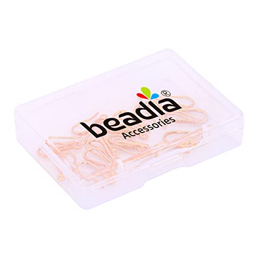 BEADIA 18K Gold Plated Earring Hooks 7x16mm 20pcs for Jewelry Making Findings - size: Hooks 7x16mm