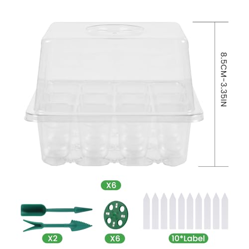 Seed Starter Trays with Grow Lights, 72 Cells Seed Starter Kit with Lights, 4 Timing Set, Germination Kit for Seed Starting Trays, Seedling Starter with High Humidity Control Domes (White, 6PCS) - color: White