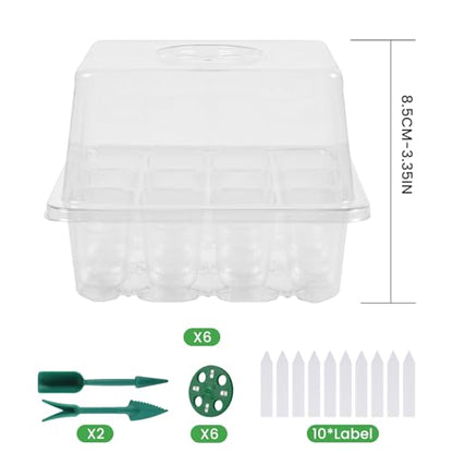 Seed Starter Trays with Grow Lights, 72 Cells Seed Starter Kit with Lights, 4 Timing Set, Germination Kit for Seed Starting Trays, Seedling Starter with High Humidity Control Domes (White, 6PCS) - color: White