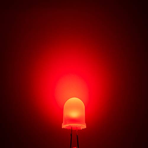CHANZON 50 pcs 10mm Red Diffused LED Diode Lights (DC 2V 20mA) - color: B) White-red (50pcs)