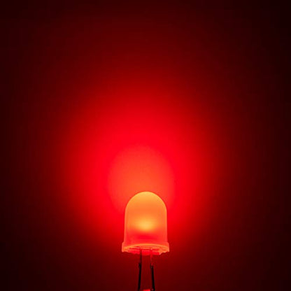 CHANZON 50 pcs 10mm Red Diffused LED Diode Lights (DC 2V 20mA) - color: B) White-red (50pcs)