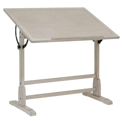 Studio Designs Wood Drawing/Drafting Table with Pencil Ledge - 42" W x 30" D - Whitewash - Tilting Top Adjustable Desk - color: Coastal Whitewash, size: 42" W x 30" D
