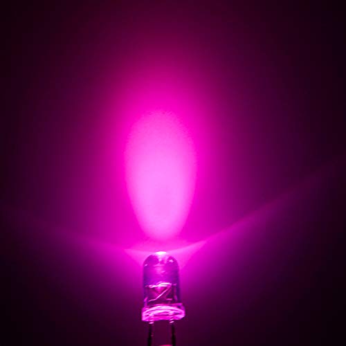 CHANZON 100 pcs 5mm Pink LED Diode Lights(DC 3V 20mA) - color: J) Pink, size: 5mm Round Top