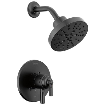 Delta Faucet Saylor 17 Series Black Shower Valve Trim Kit with H2Okinetic Shower Head, Delta Shower System, Shower Faucet Set, Shower Head and Handle Set, Matte Black T17235-BL (Valve Not Included) - color: Matte Black