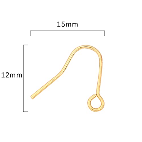 BEADIA 18K Gold Plated Earring Hooks 12x15mm 100pcs for Jewelry Making Findings - size: Hooks 5# 12x15mm