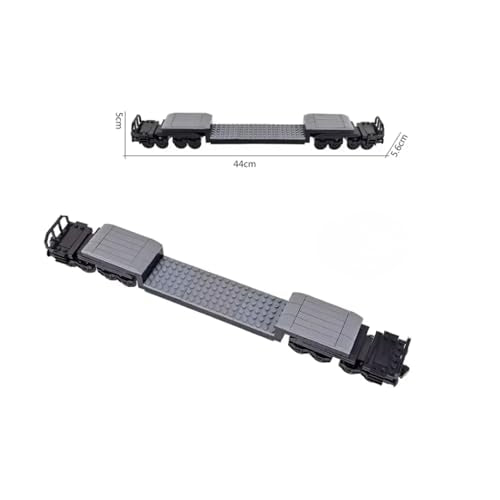 MOC City Creative Building Set – Train Base Wheels, Low-Loader Truck & Railway Tracks DIY Kit (Compatible with Technical Parts 92339, 92088, 4025) (1PCS Low-Loader Truck) - style: 1PCS Low-Loader Truck