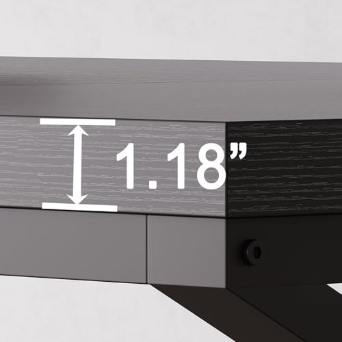 HSH Extra Long Black Computer Desk, 78 inch Large Home Office 2 Person Desk - color: Black Oak, size: 78 Inch
