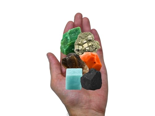 Amazing Gemstone Crystals for Workplace Manifestation, Set of 6 Green Aventurine, Smoky Quartz, Shungite, Carnelian, Pyrite and Amazonite Healing Crystals and Stones - color: Work Place Crystals