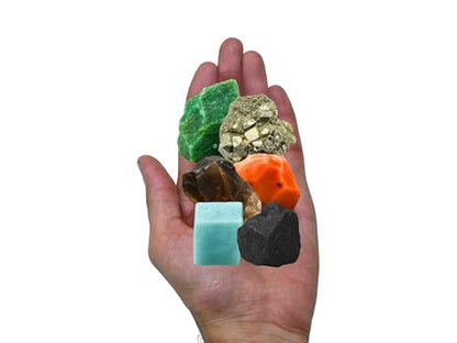 Amazing Gemstone Crystals for Workplace Manifestation, Set of 6 Green Aventurine, Smoky Quartz, Shungite, Carnelian, Pyrite and Amazonite Healing Crystals and Stones - color: Work Place Crystals
