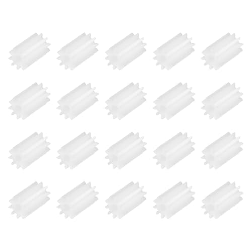 MECCANIXITY 20 Pcs 0.39" T Plastic Gears 10 Teeth Plastic Motor Gear Model 102A Reduction Gear for RC Car Model DIY Robot (White, Module 0.5) - color: White