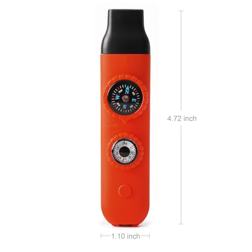 Emergency Survival Safety Whistle，Whistle for Kids with Lanyard,Compass,Thermometer,Ideal for Kayaking, Boating, Hiking, Camping, Climbing - color: Orange 2pcs