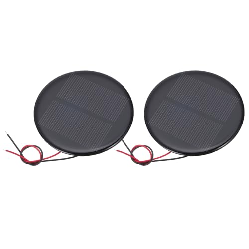 MECCANIXITY 2 Pcs 4V 0.52W 130mA Mini Solar Panels, Small Polycrystalline Solar Cell Panel with 2 Cable for DIY Electric Toy Materials Kits Charger, 73mm Dia - style: 4V 0.52W 130mA