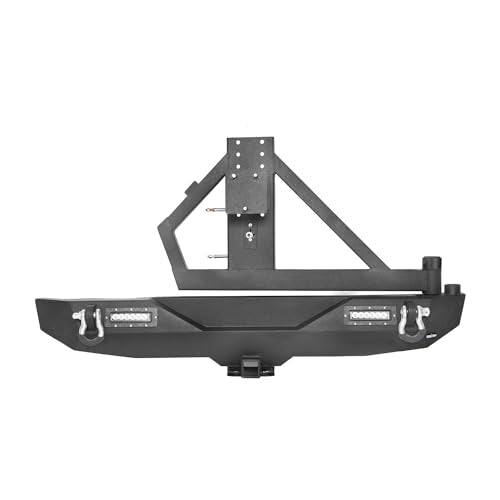 Hooke Road Wrangler JK Rear Bumper with Tire Carrier and Front Bumper Combo Compatible with Jeep Wrangler JK & Unlimited 2007-2018 2/4 Doors