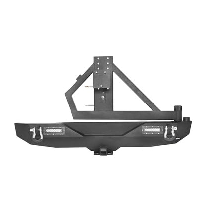 Hooke Road Wrangler JK Rear Bumper with Tire Carrier and Front Bumper Combo Compatible with Jeep Wrangler JK & Unlimited 2007-2018 2/4 Doors