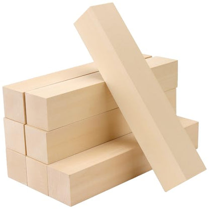 SHEUTSAN 8 Pieces Unfinished Basswood Blocks, 12 x 2 x 2 Inch Wood Carving Blocks for Crafts