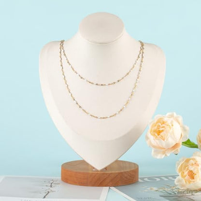 UMAOKANG Gold Plated Stainless Steel Jewelry Chain White Enamel Chains Bulk - color: Gold-White