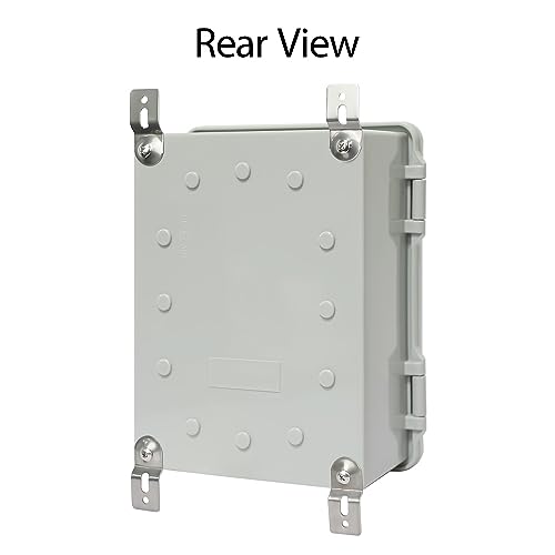 Junction Box IP65 Waterproof Electrical Box Outdoor ABS Plastic Project Box Hinged Shell Universal Enclosure Box with Mounting Plate, Wall Brackets, Cable Glands 8.7"x 6.7" x 4.3" - color: Grey, size: 8.7"x 6.7" x 4.3"