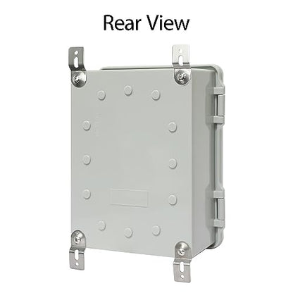 Junction Box IP65 Waterproof Electrical Box Outdoor ABS Plastic Project Box Hinged Shell Universal Enclosure Box with Mounting Plate, Wall Brackets, Cable Glands 8.7"x 6.7" x 4.3" - color: Grey, size: 8.7"x 6.7" x 4.3"
