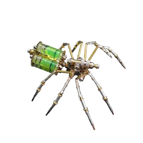 Steampunk Mechanical Spider 3D Metal Puzzle : 160+ Pcs No Glue Screw Build 96% Success Desktop Display Ornament DIY Craft Birthday for Father Husband Teens (Gatling Spider) - style: Gatling Spider