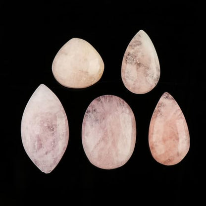 CRYSTALIS Wholesale 5pcs Natural Morganite Loose Gemstone Bulk Cabochons Jewelry Making Supply, Chakra & Healing Polished Stones, Wire Wrapping, DIY, Gem Collection
