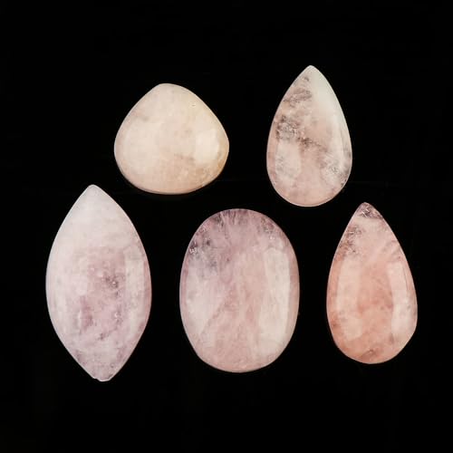 CRYSTALIS Wholesale 5pcs Natural Morganite Loose Gemstone Bulk Cabochons Jewelry Making Supply, Chakra & Healing Polished Stones, Wire Wrapping, DIY, Gem Collection