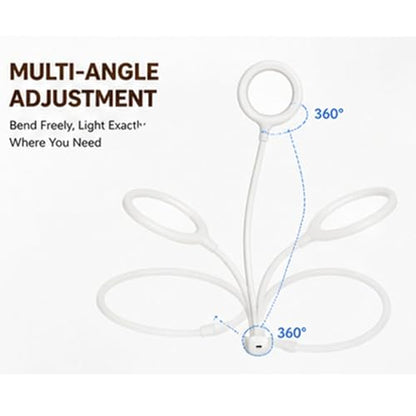Neck Wear Magnifying Glass with Light, Hands Free Flexible Gooseneck Magnifier LED Lamps for Craft Hobby, Painting, Reading, Sewing, Close Work (White)