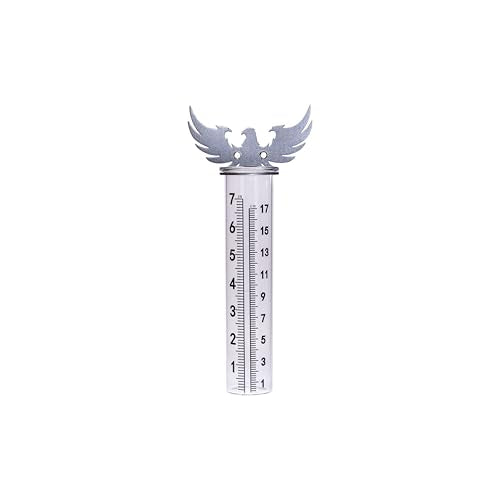 7" Rain Gauge Outdoor, Accurate Glass Tube Best Rated with Eagle Shape Rack, Decorative Eagle Rain Measure Tool for Garden, Lawn, Patio (Style A) - style: Style A