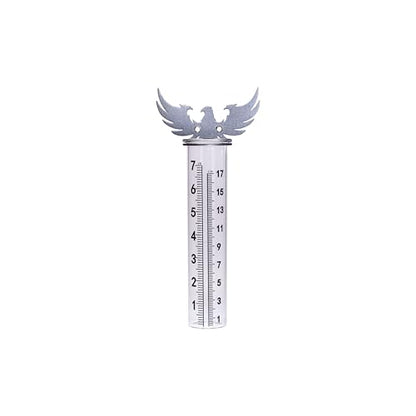 7" Rain Gauge Outdoor, Accurate Glass Tube Best Rated with Eagle Shape Rack, Decorative Eagle Rain Measure Tool for Garden, Lawn, Patio (Style A) - style: Style A