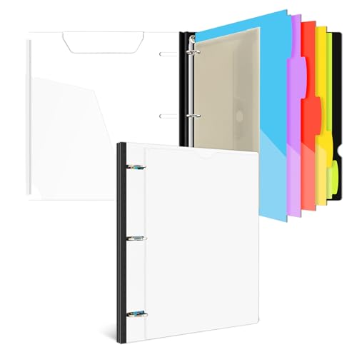 INFUN 1 Inch 3-Ring Telescoping Project Organizer Binder, 13 Pocket, Customizable Front Cover, 5 Color Dividers, Plastic Pocket, 225 Sheet Capacity-White - color: White, size: 1 PCS