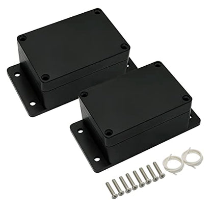 Junction Box Waterproof Dustproof IP65 ABS Plastic Universal Electric Project Enclosure Black with Fixed Ear 3.94" x 2.68" x 1.97"(100 x 68 x 50 mm)(Pack of 2) - size: 3.94"x2.68"x1.97"(Pack of 2)
