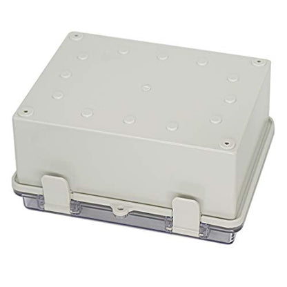 Zulkit 2pcs Junction Box ABS Plastic Dustproof Waterproof IP65 Electrical Boxes Hinged Shell Outdoor Universal Project Enclosure Clear Cover with 2 Cable Glands 8.7 x 6.7 x 4.3 inch (220x170x110 mm) - size: 8.7" x 6.7" x 4.3"(2pcs)