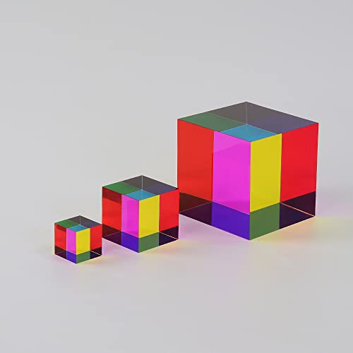 CMY Cubes Original Mega (95mm) - Cyan, Magenta & Yellow Cube - Optical Color Cube - Teaches Subtractive Color Mixing - Educational, Scientific, Physics & Kinetic Art Desk Object, STEAM