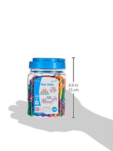 edxeducation Geo Links, Mini Jar, Set of 144, Linking Shapes, 6 Colors (Pack of 2) - size: 1.1 inches (Pack of 2)