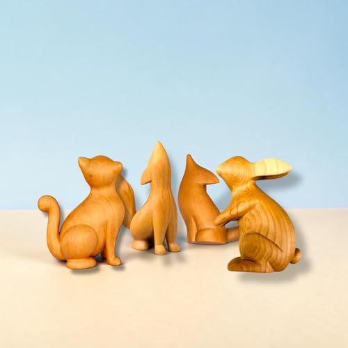SamanArtworks Wood Carving Kit for Beginners, 4 Pre-Cut Basswood Animal Projects with Step-by-Step YouTube Tutorials, DIY Whittling Craft Kit for Adults & Teens